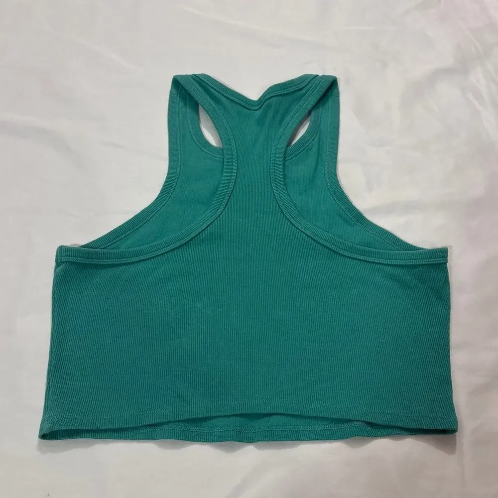 Alo Yoga Wonens Medium Aspire Crop Tank Tea Ribbed Cropped Fit Gym Outdoors